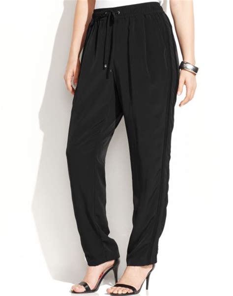 Calvin Klein Plus Size Meshtrim Drawstring Pants In Black Lyst