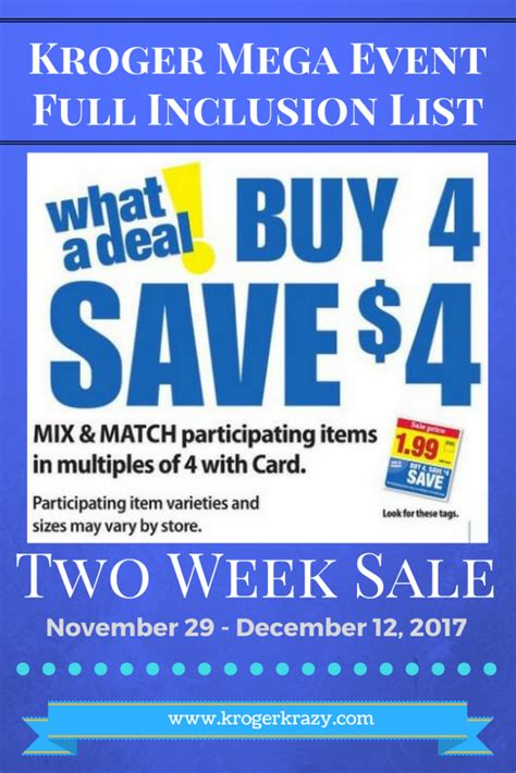 Kroger Buy Save Mega Event Full Inclusion List Week Sale