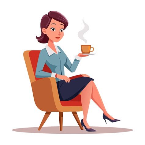 Businesswomen Drinking Hot Coffee Vector Illustration Premium AI Generated Vector