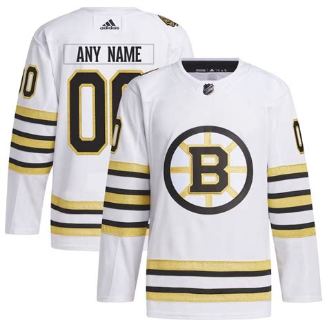 Boston Bruins 100th Anniversary Custom Jersey White Jersey Teams