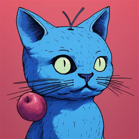 Gato Azul Con Una Manzana En La Cabeza Al Estilo De Im Genes Generadas