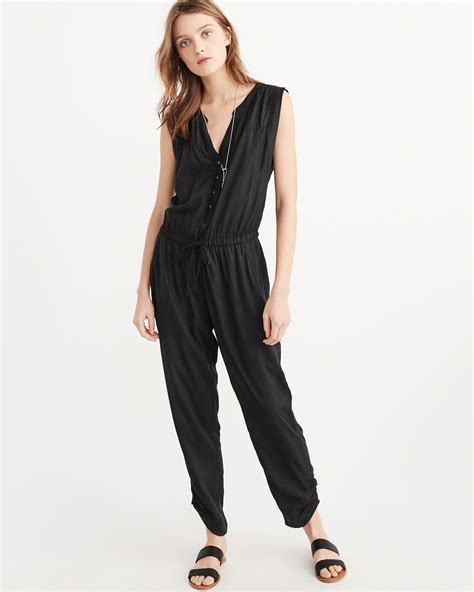 Lyst Abercrombie Fitch Classic Jumpsuit In Black