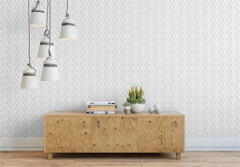 Peel And Stick Wallpaper Gray Gray Modern Hand Drawn Etsy