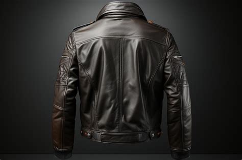 Premium AI Image Front And Back View Isolated Black Leather Jacket Mockup