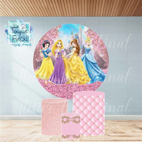 Kit Painel Sublimado Capa De Cilindro Princesas Elo