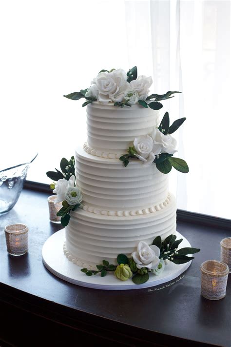 Classic White Floral Wedding Cake