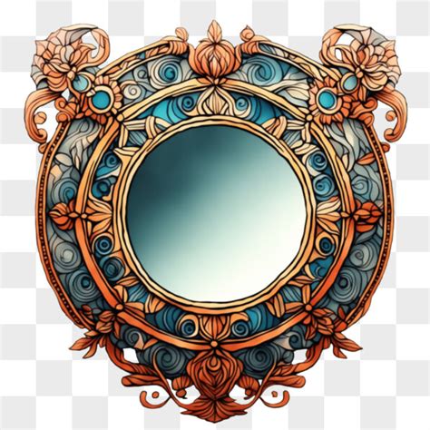 Descarga Espejo Ornamentado Con Marco Azul Y Dise Os Florales Png En