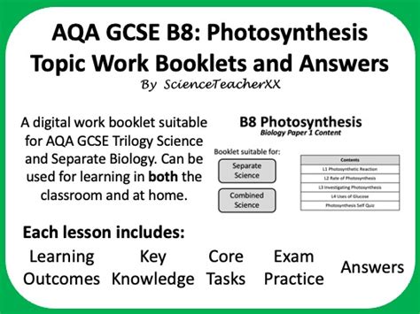 AQA GCSE B8 Work Booklet: Photosynthesis | Teaching Resources 