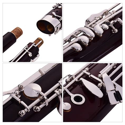 Ammoon Professional C Key Bassoon Maple Wood Body Cupronickel Silver Plated Keys Woodwind