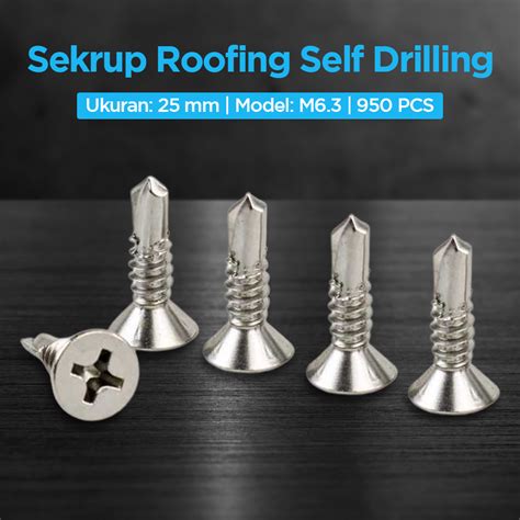 WY Sekrup Roofing Self Drilling Screw Flat Head M6 3 25 Mm 950 PCS