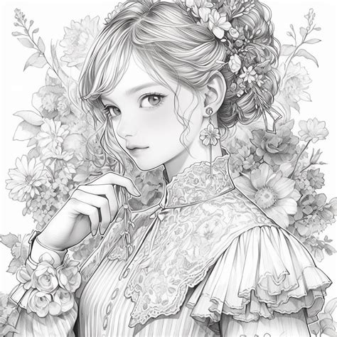 sweet sakura girl coloring page cherry blossom coloring pages