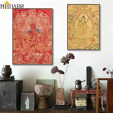 Buddhist Buddha Thangka Canvas Print Painting Poster Art India Chinese