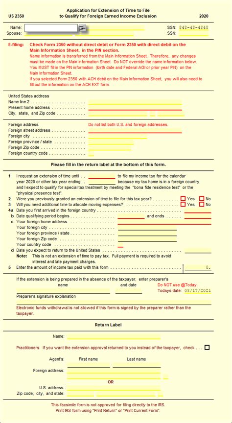 2350 Extension Of Time To File Us Income Tax Return Ultimatetax