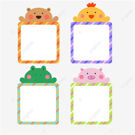 bingkai foto kartun hewan lucu kartun menyenangkan bingkai png