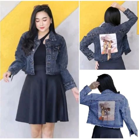 Jual Jaket Jeans Wanita Crop Jeans Cewek Lepis Jins Denim Jaket Pita