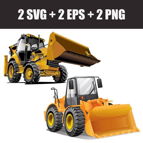 Vector Digital Set Of Road Equipment Bulldozers Excavators