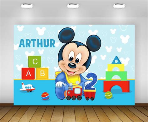 Painel Mickey Baby 1 50x1m Impressão Lona Elo7