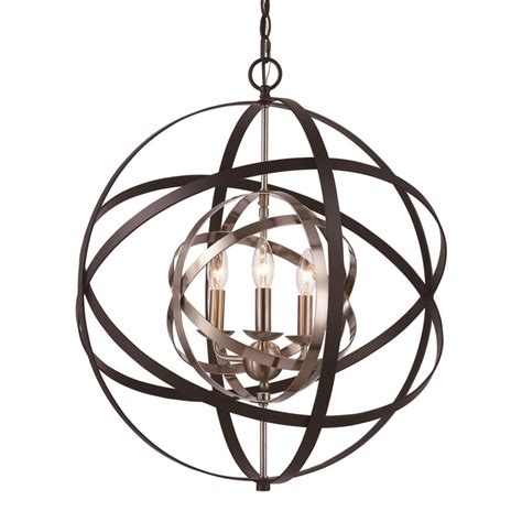 Bel Air Lighting 3 Light 23 Inch H Rubbed Oil Bronze And Antique Silver Leaf Pendant The