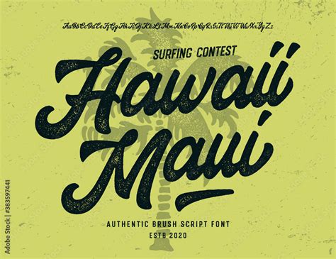 Original Brush Script Font " Hawaii Maui ". Retro Typeface. Vector ...