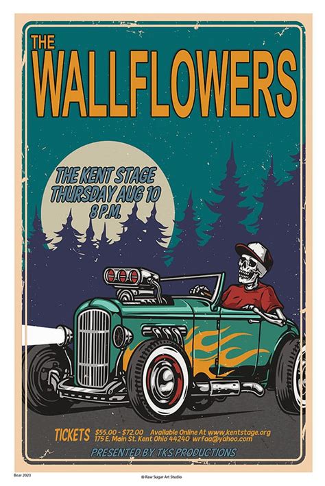 Wallflowers 2023 Kent Concert Poster - Raw Sugar Art Studio