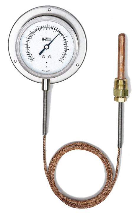 Weiss Analog Panel Mount Thermometer 40° To 240°f 6 In 0 437 In Dia And 3 4 In L Copper Probe