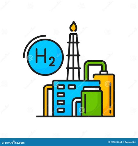 Hydrogen Green Fuel Energy H Production Plant Stock Vector