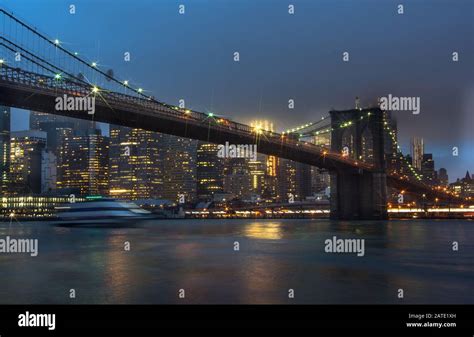 Night view of Manhattan skyline. New York night landscape Stock Photo ...