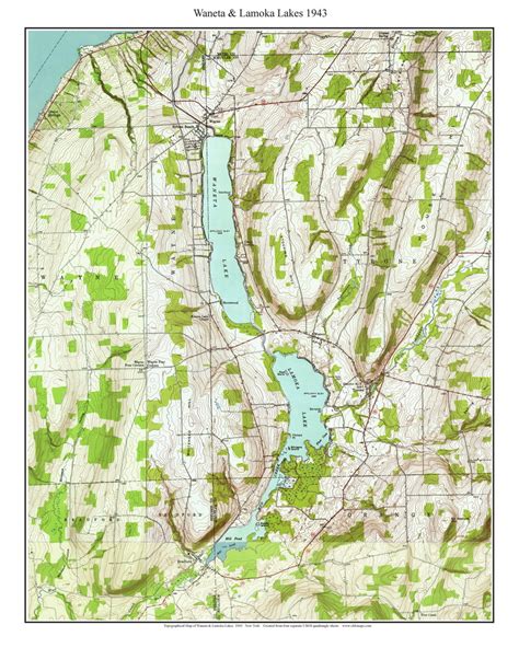 Waneta And Lamoka Lakes 1943 Custom Usgs Old Topo Map New York Finger Lakes Old Maps