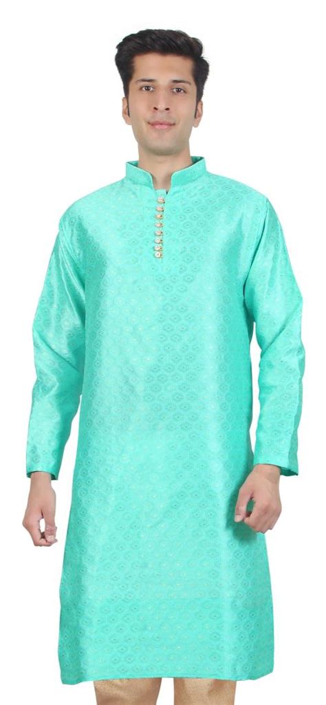 Buy VONIRY Men S Silk Chikankari Light Green Kurta L Online At Best