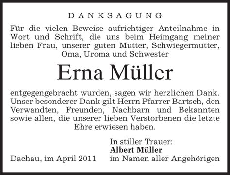 Traueranzeigen Von Erna M Ller Trauer Merkur De