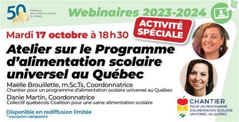 Atelier Sur Le Programme Dalimentation Scolaire Universel Au Qu Bec Fcpq