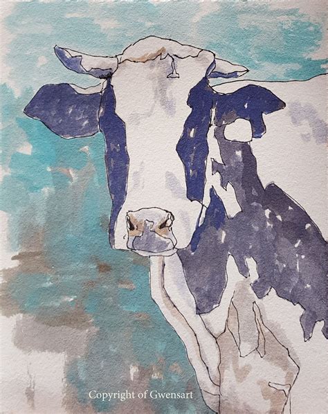 Watercolor Cow Painting at PaintingValley.com | Explore collection of ...