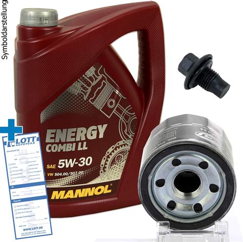 Ölwechsel Set Inspektion 5 Liter Mannol Energy Combi LL 5W 30 Motoröl