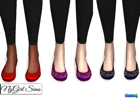 Nygirl Sims 4 Lace And Bow Ballet Flats