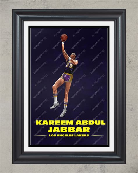 Kareem Abdul Jabbar Poster, Los Angeles Lakers, NBA Basketball Framed ...