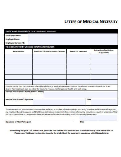 Medical Necessity Form Templates Free Printable Images