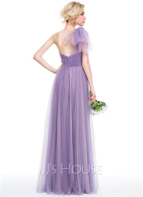 A Lineprincess Sweetheart Floor Length Tulle Bridesmaid Dress With Ruffle 007076095 Jjs House