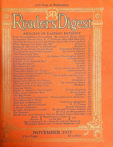 Readers Digest November 1937 At Wolfgangs