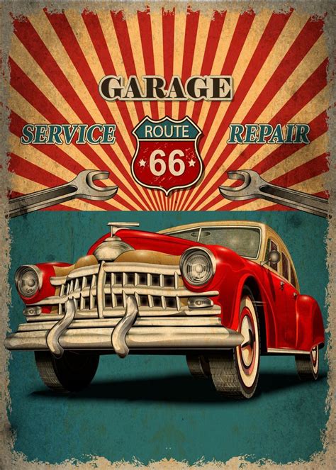 Vintage Garage Poster By MaNia Creations Displate Classic Cars