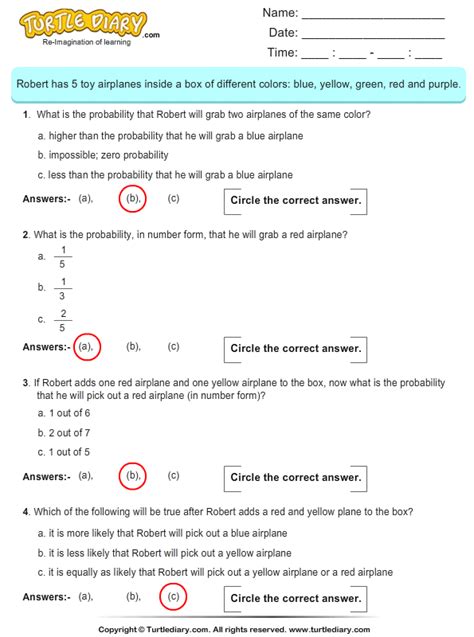 Probability Worksheets And Answer Keys