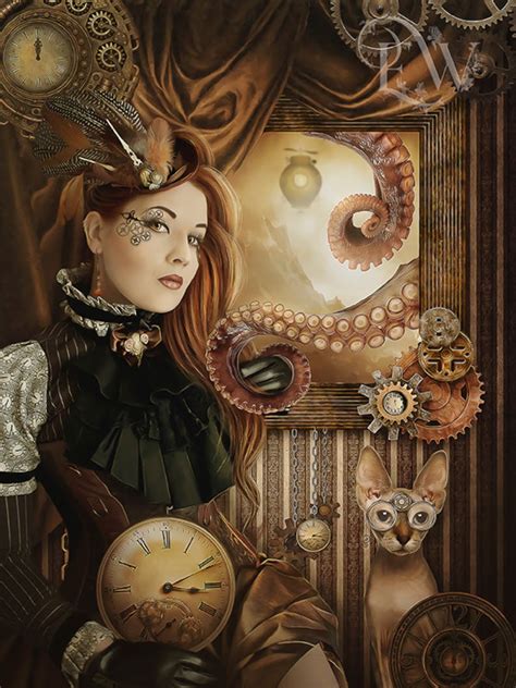 Steampunk Woman Fantasy Art Print Whimsical Surreal Wall Etsy