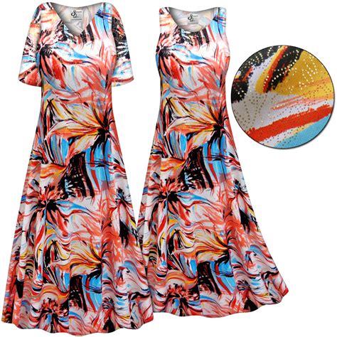 Sold Out Closeout Clearance Plus Size Metallic Floral Abstract Slinky