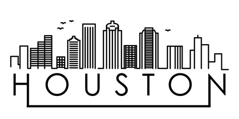 Linear Houston City Silhouette with Typographic Design vector icon ...