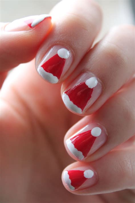 Easy Santa Hat Nails Santa Hat Nails Santa Nails Christmas Nail