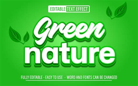 Efecto De Texto Editable 3d De Naturaleza Verde Vector Premium