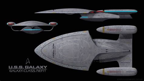 Galaxy Class Starship - Refit - 3-View by Ravendeviant on DeviantArt Spaceship Art, Spaceship ...