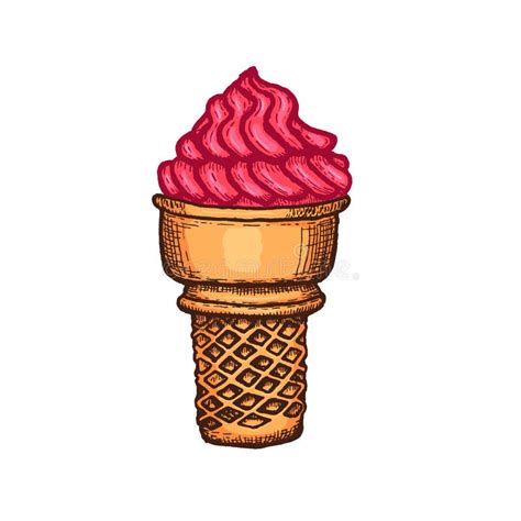 Ice Cream Cone Seamless Pattern Sketch Hand Drawn Stock Vector