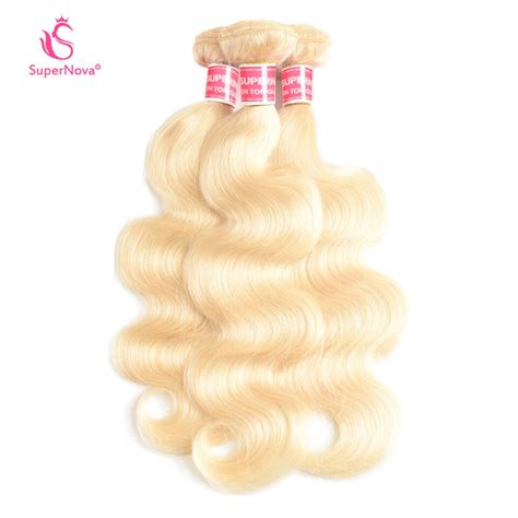 Supernova 613 Blonde Brazilian Body Wave Hair Weave Bundles Human Remy