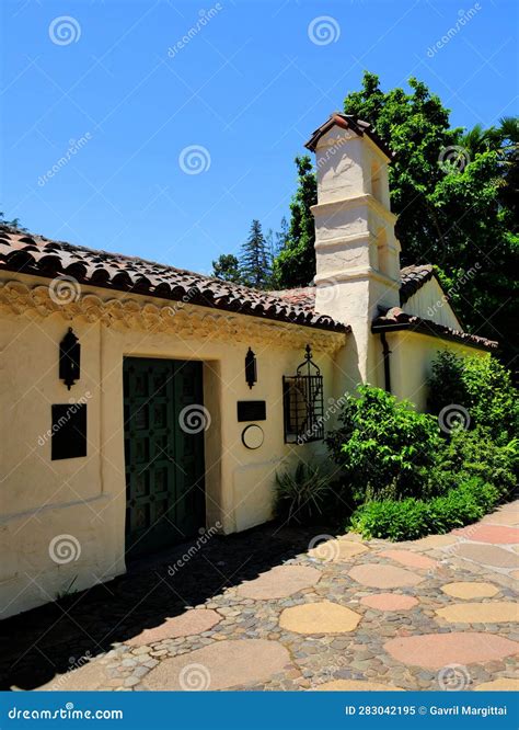 Hacienda Style Mexican Architecture Building Surrounded by Lush Garden ...