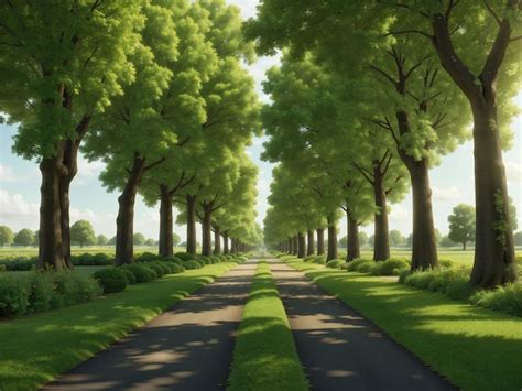 Premium AI Image | Avenue with green trees